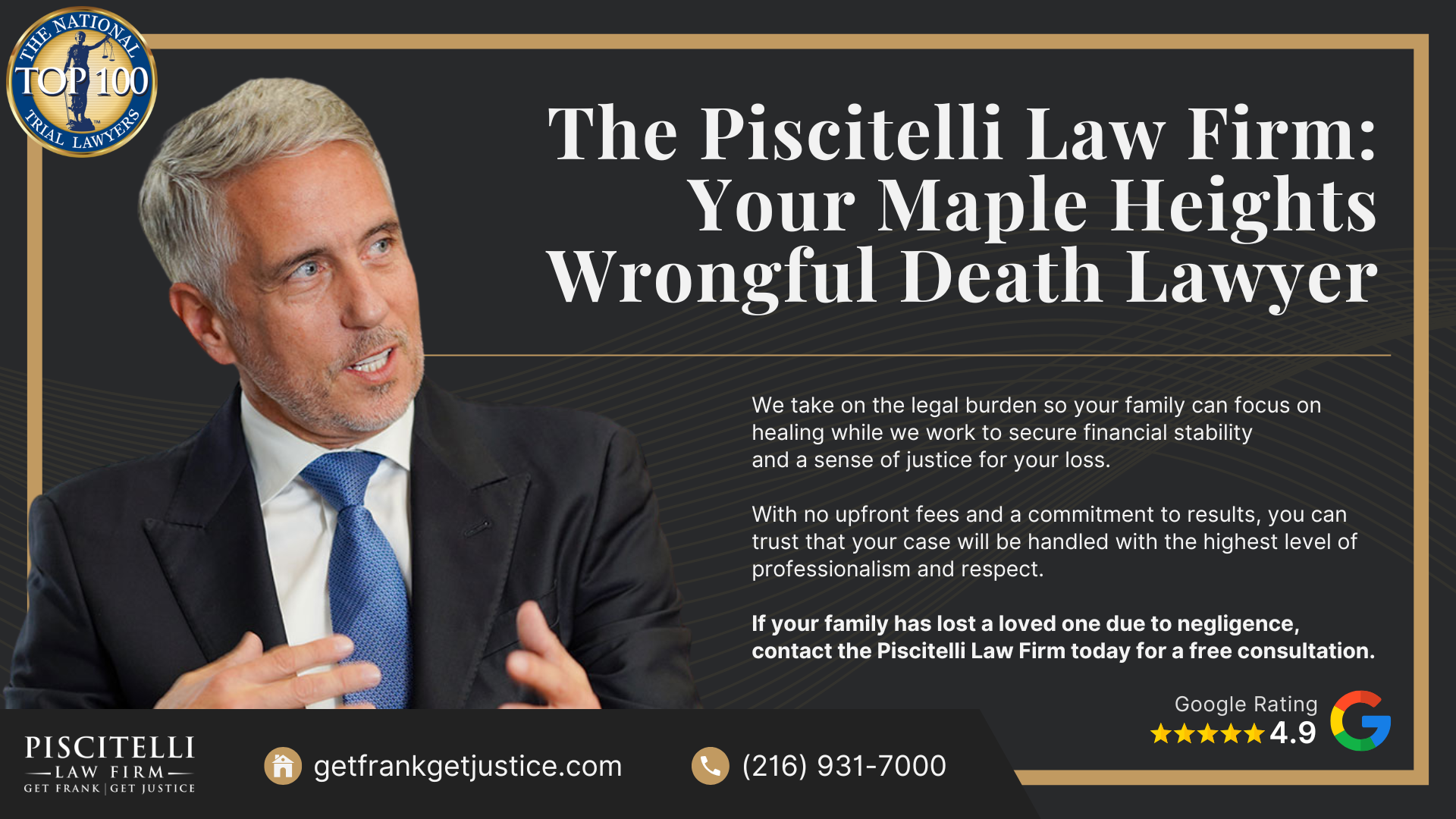 Meet Our Founder and Experienced Wrongful Death Attorney_ Frank Piscitelli; The Legal Process for a Wrongful Death Lawsuit in Ohio Explained; Who Can File a Wrongful Death Claim in Ohio; Actionable Steps to Take After a Wrongful Death in Ohio; Gathering Evidence for a Wrongful Death Lawsuit; Damages in Wrongful Death Cases;  Do You Qualify for a Shaker Heights Wrongful Death Case; The Piscitelli Law Firm_ Your Maple Heights Wrongful Death Lawyer