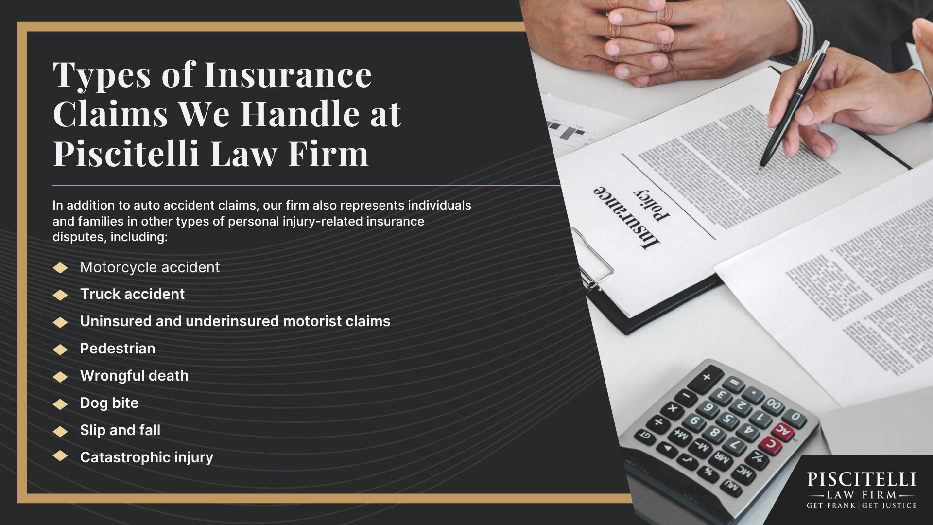 Types of Insurance Claims We Handle at Piscitelli Law Firm