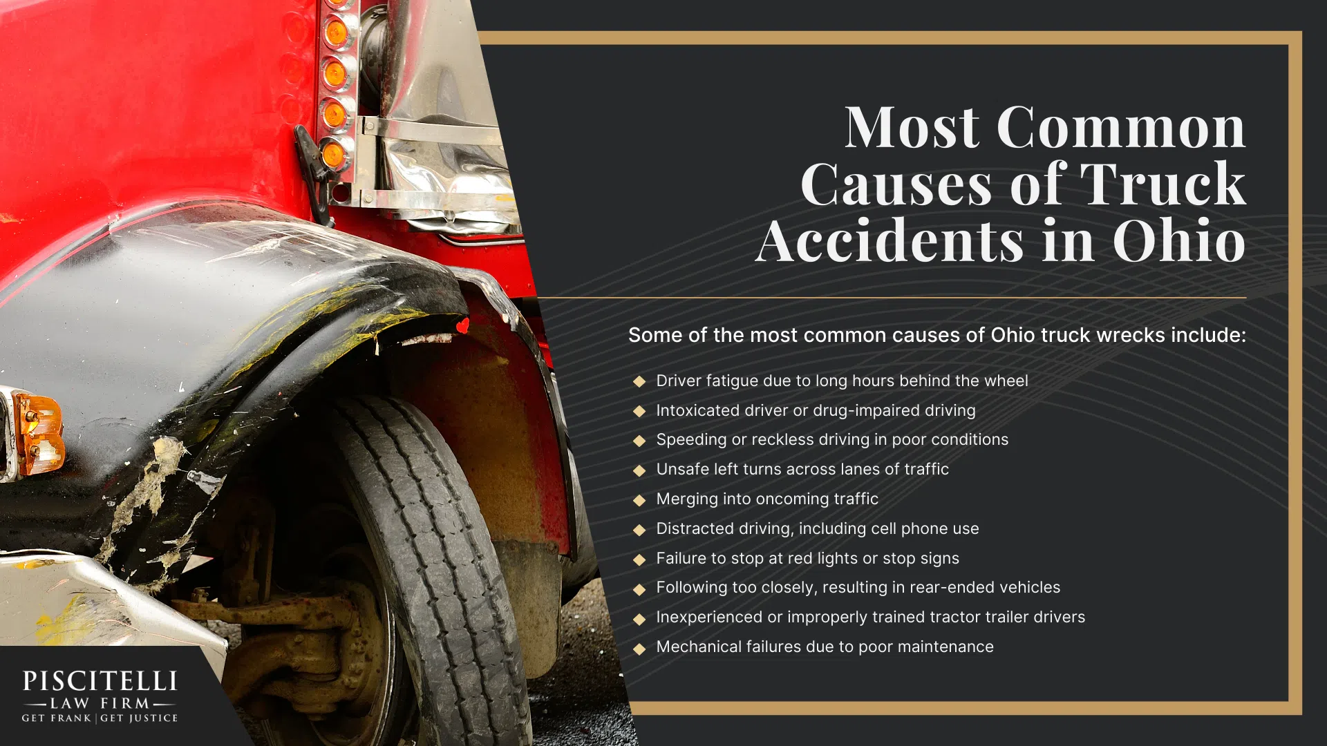 Steps to Take After a Truck Accident in Ohio; Why It’s Harder to Protect Evidence in Truck Accident Cases; Who Can Be Held Responsible in an Ohio Truck Accident Case; Most Common Causes of Truck Accidents in Ohio