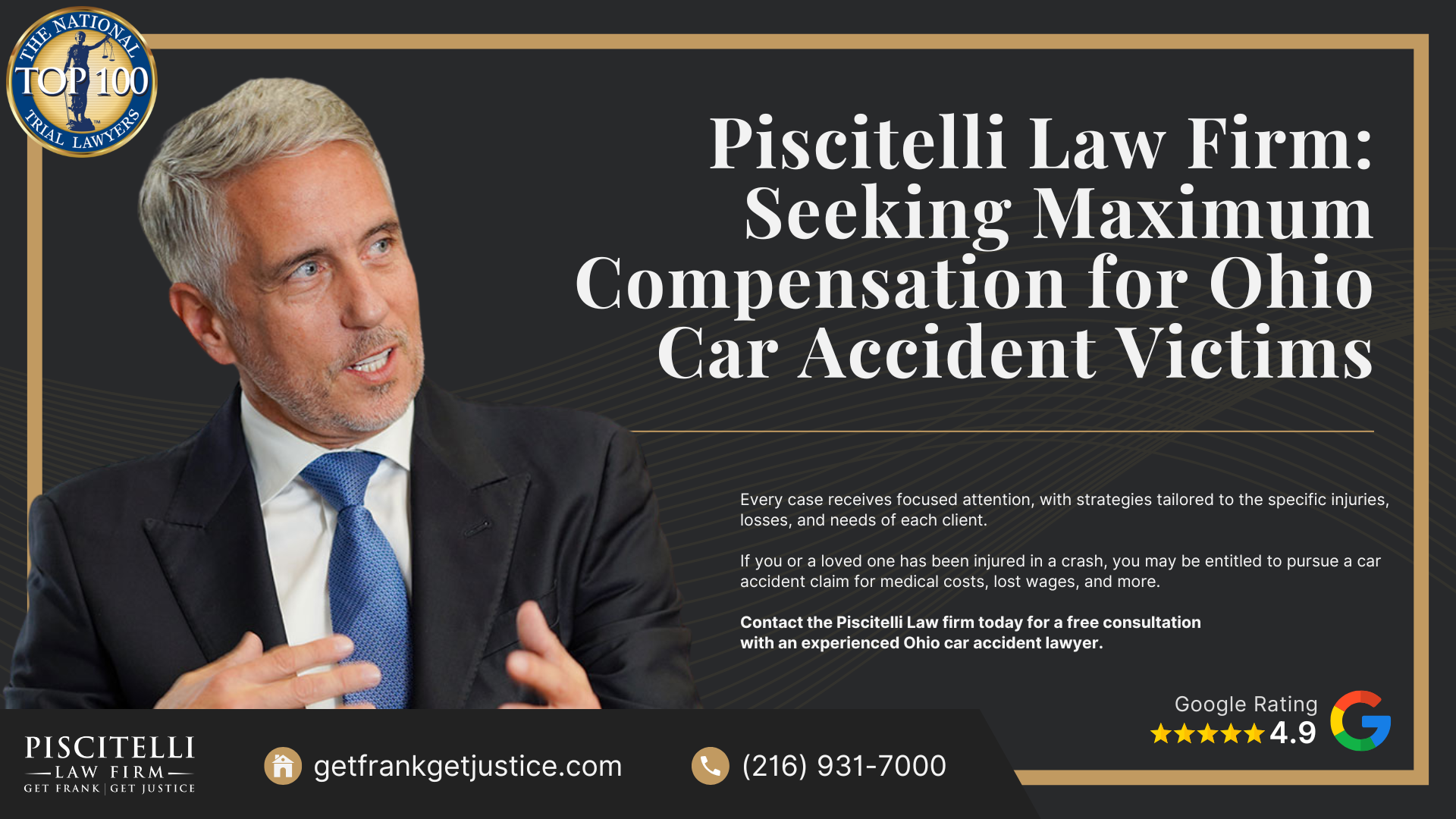Types of Car Accident Compensation Available to Victims in Ohio; How Much Can Someone Sue for a Car Accident in Ohio; Common Causes of Traumatic Brain Injuries; How a Skilled Personal Injury Attorney Can Help You Seek Maximum Compensation; Relevant Ohio Laws on Car Accident Claims; Piscitelli Law Firm_ Seeking Maximum Compensation for Ohio Car Accident Victims