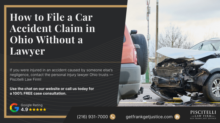 How to File a Car Accident Claim in Ohio Without a Lawyer; When You Can File a Car Accident Claim Without a Lawyer; Ohio Is an At-Fault State_ Why That Matters for Your Claim; Step-By-Step_ Filing a Car Accident Insurance Claim in Ohio; What Insurance Companies Review Before Paying a Claim; Common Mistakes People Make When Filing Without a Lawyer; Need an Experienced Ohio Car Accident Lawyer_ Contact Piscitelli Law Firm