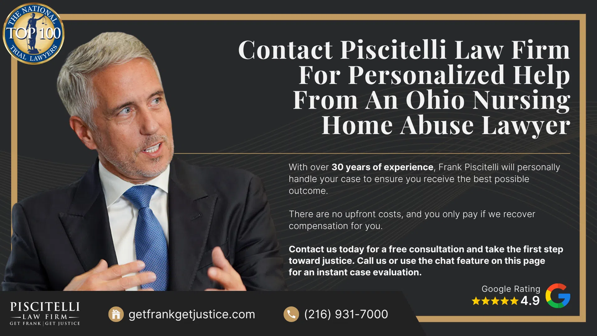 Frank Piscitelli_ Experienced Ohio Nursing Home Abuse Lawyer; Signs of Nursing Home Abuse; The Legal Process For Nursing Home Abuse Lawsuits In Ohio; Steps to Take After Nursing Home Abuse Occurs; Types of Nursing Home Abuse; Gathering Evidence for a Nursing Home Abuse Case; Potential Compensation in a Nursing Home Abuse Case; Contact Piscitelli Law Firm For Personalized Help From An Ohio Nursing Home Abuse Lawyer