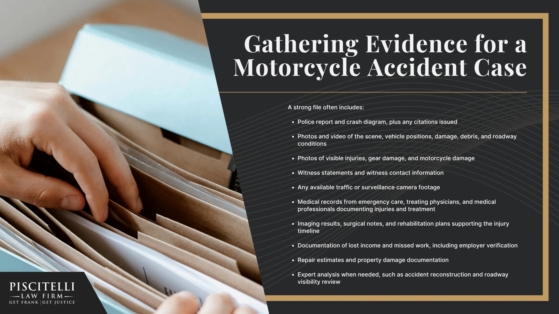 Frank Piscitelli_ Experienced Ohio Motorcycle Accident Lawyer; How Much Does It Cost to Hire an Ohio Motorcycle Accident Lawyer; Types of Motorcycle Accident Cases We Handle; The Legal Process For Motorcycle Accident Lawsuits In Ohio; Steps to Take After an Ohio Motorcycle Accident; Common Injuries in Ohio Motorcycle Accidents; Do You Qualify For an Ohio Motorcycle Accident Lawsuit; Gathering Evidence for a Motorcycle Accident Case