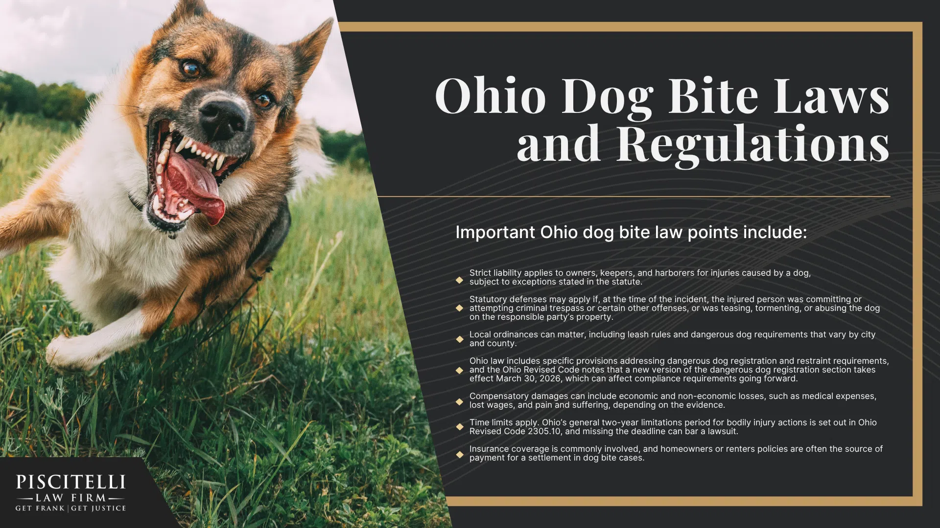 Frank Piscitelli_ Experienced Ohio Dog Bite Lawyer; How Much Does it Cost to Hire a Dog Bite Lawyer; How A Dog Bite Lawyer Can Assist You; Types of Dog Bite Cases We Handle; Ohio Dog Bite Laws and Regulations