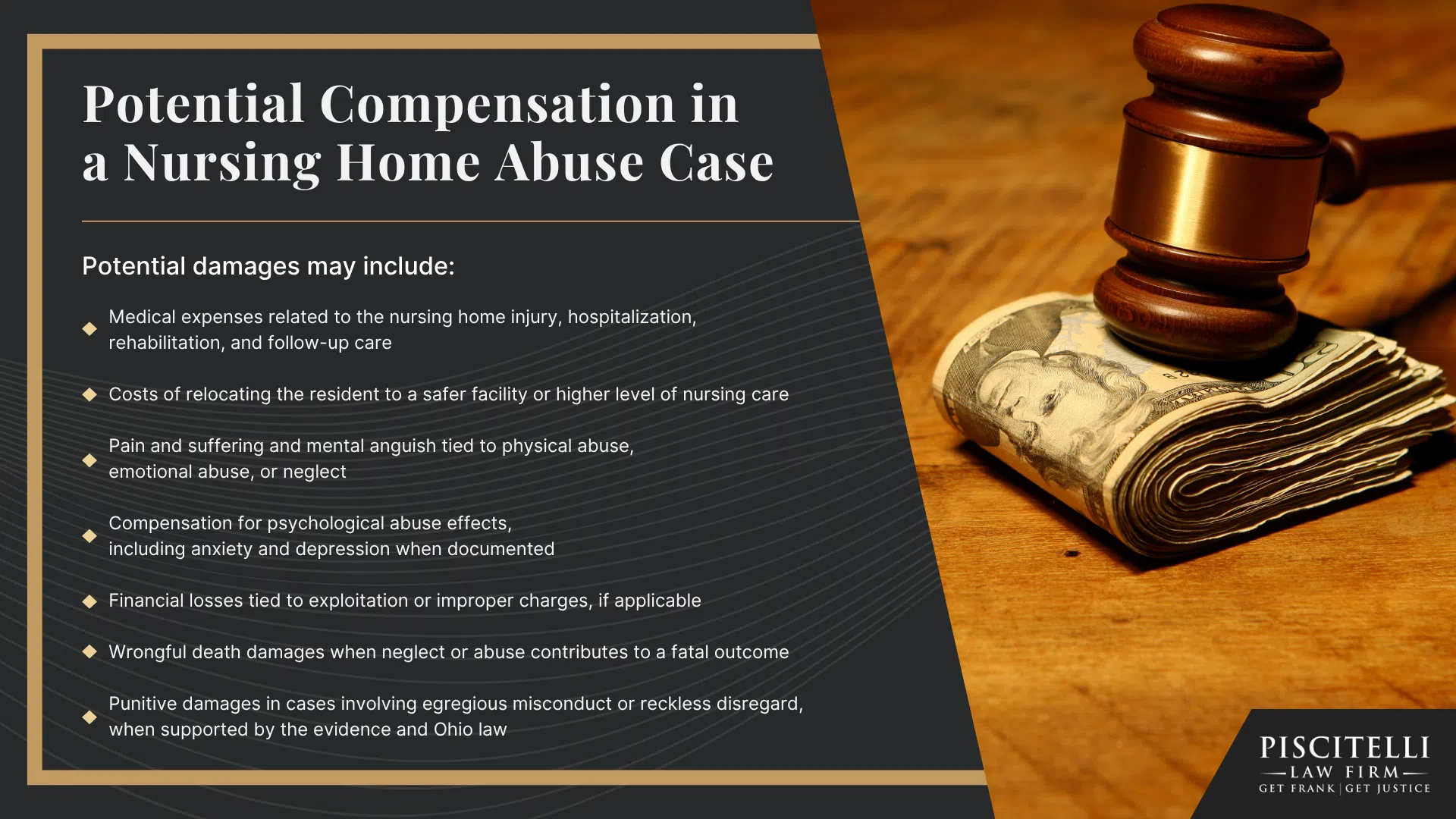 Frank Piscitelli_ Experienced Ohio Nursing Home Abuse Lawyer; Signs of Nursing Home Abuse; The Legal Process For Nursing Home Abuse Lawsuits In Ohio; Steps to Take After Nursing Home Abuse Occurs; Types of Nursing Home Abuse; Gathering Evidence for a Nursing Home Abuse Case; Potential Compensation in a Nursing Home Abuse Case