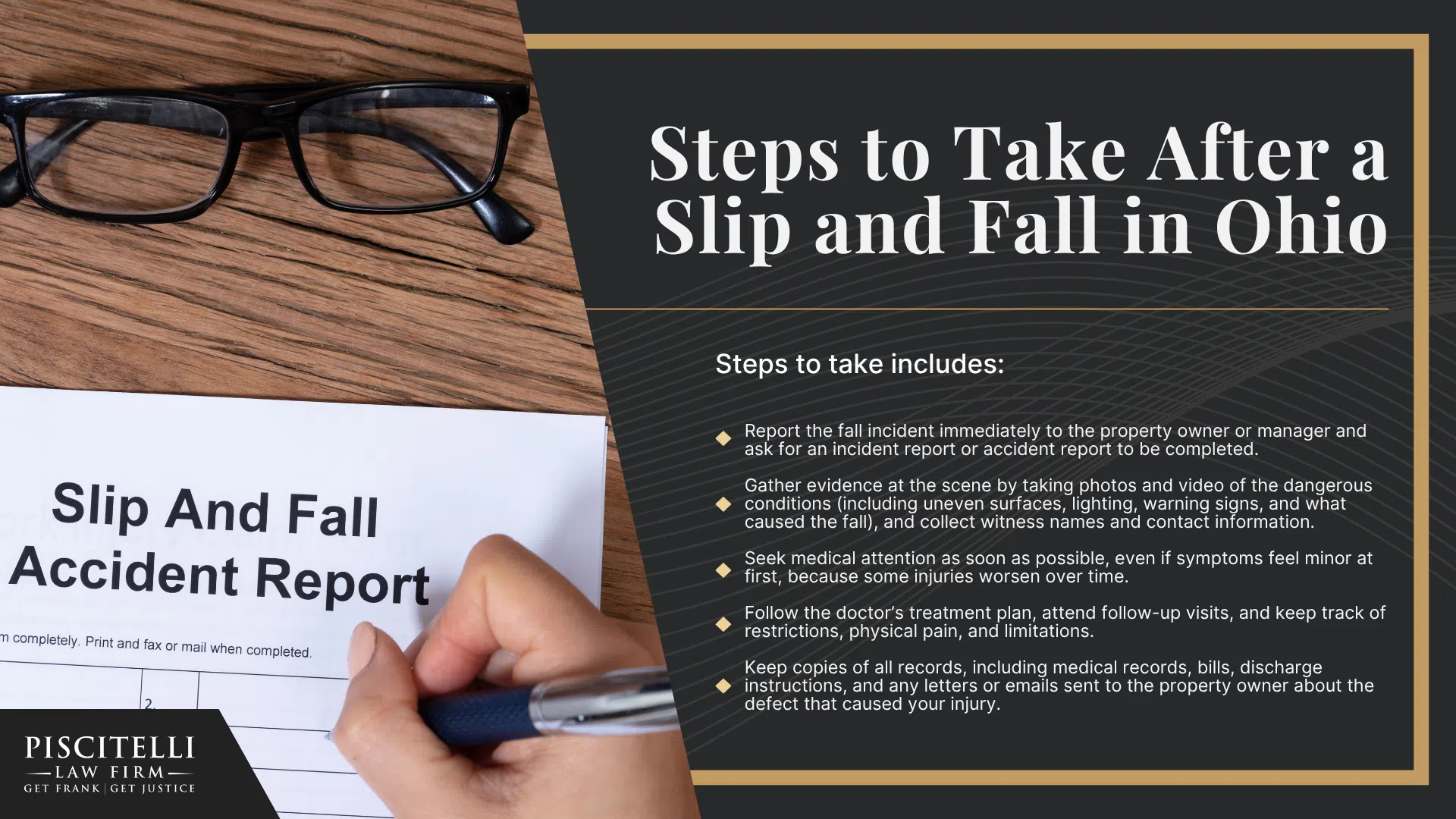 Frank Piscitelli_ Experienced Ohio Slip and Fall Lawyer; How Much Does It Cost to Hire an Ohio Slip and Fall Lawyer; Filing a Slip and Fall Claim; Liability in Slip and Fall Cases; Common Causes of Slip and Fall Accidents; The Legal Process For Slip and Fall Lawsuits In Ohio; Steps to Take After a Slip and Fall in Ohio