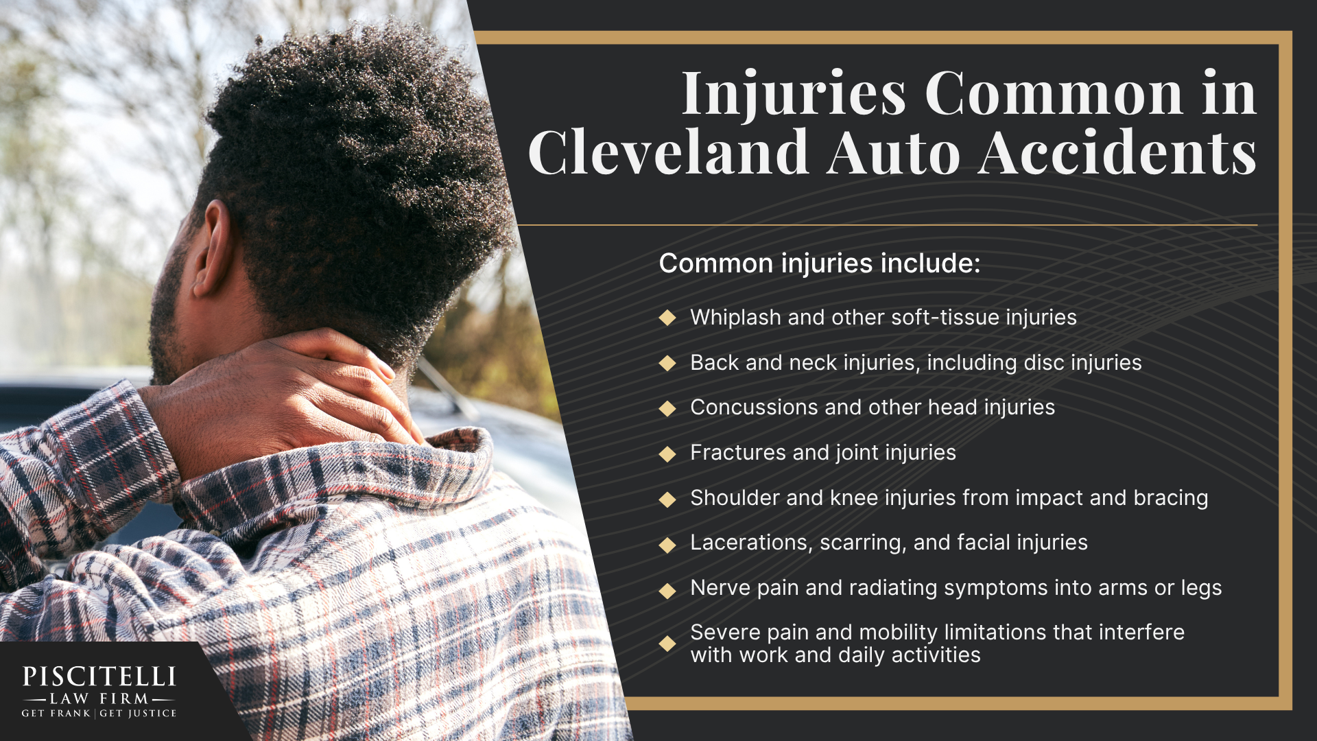 Why Hire A Cleveland Auto Accident Lawyer; What To Do After An Auto Accident In Cleveland; Common Causes of Auto Accidents in Cleveland; Types of Auto Accidents We Handle; Injuries Common in Cleveland Auto Accidents