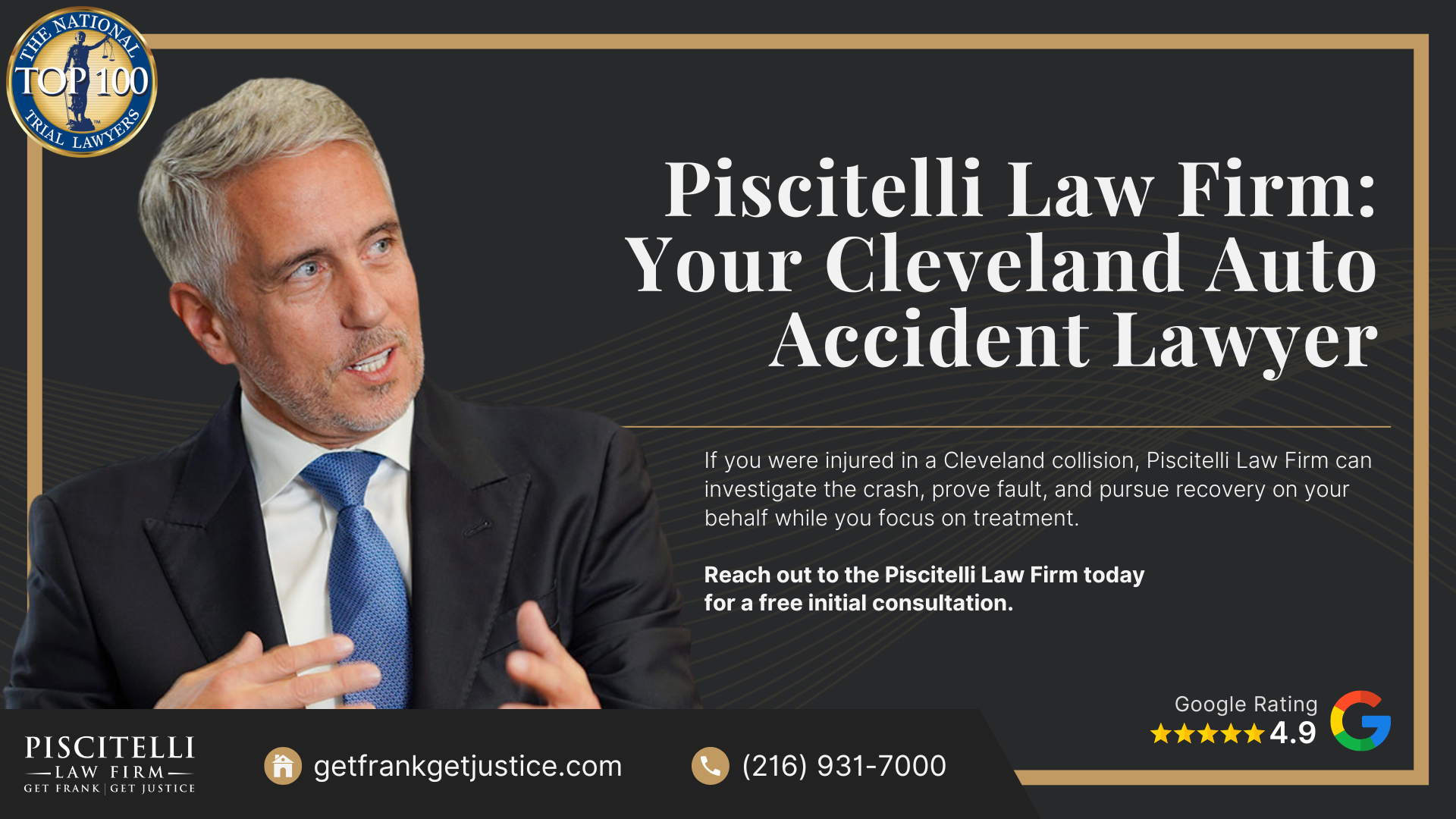 Why Hire A Cleveland Auto Accident Lawyer; What To Do After An Auto Accident In Cleveland; Common Causes of Auto Accidents in Cleveland; Types of Auto Accidents We Handle; Injuries Common in Cleveland Auto Accidents; Who May Be Liable For an Auto Accident In Cleveland; What Compensation Can Cover in an Ohio Auto Accident Claims; How Piscitelli Law Firm Builds Auto Accident Cases; Why Insurance Companies Fight Cleveland Auto Accident Claims; Piscitelli Law Firm_ Your Cleveland Auto Accident Lawyer