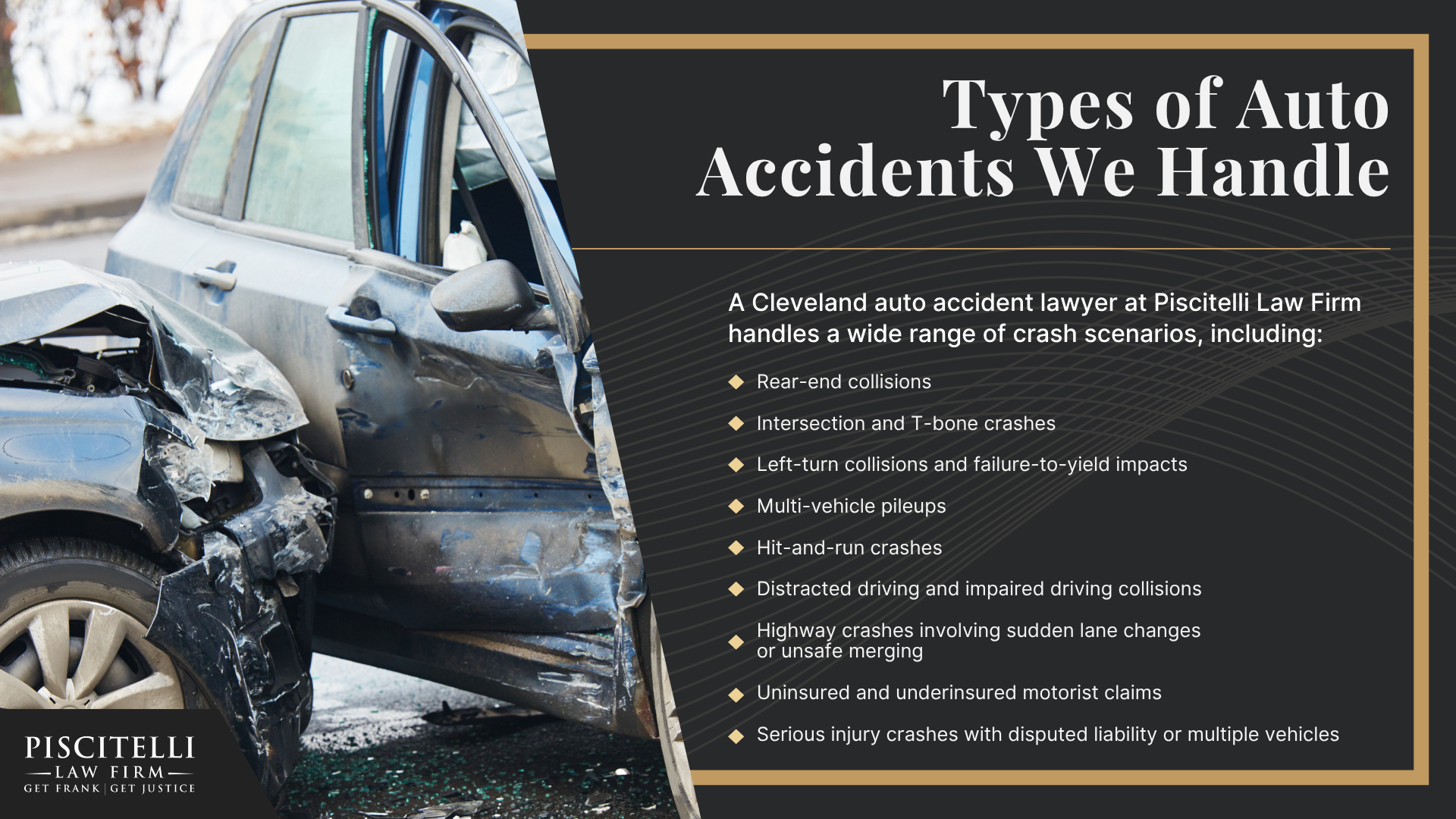 Why Hire A Cleveland Auto Accident Lawyer; What To Do After An Auto Accident In Cleveland; Common Causes of Auto Accidents in Cleveland; Types of Auto Accidents We Handle