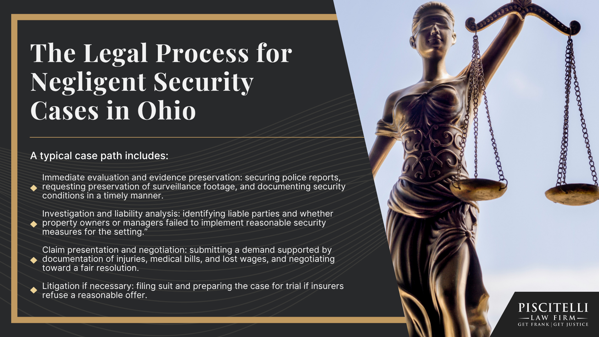 Why Hire a Cleveland Negligent Security Lawyer; Do You Have a Negligent Security Case; Who Can Be Held Liable in a Negligent Security Incident Case; What To Do After a Negligent Security in Cleveland, OH; Gather Evidence for Your Negligent Security Claim; Common Damages in Negligent Security Claims; The Legal Process for Negligent Security Cases in Ohio