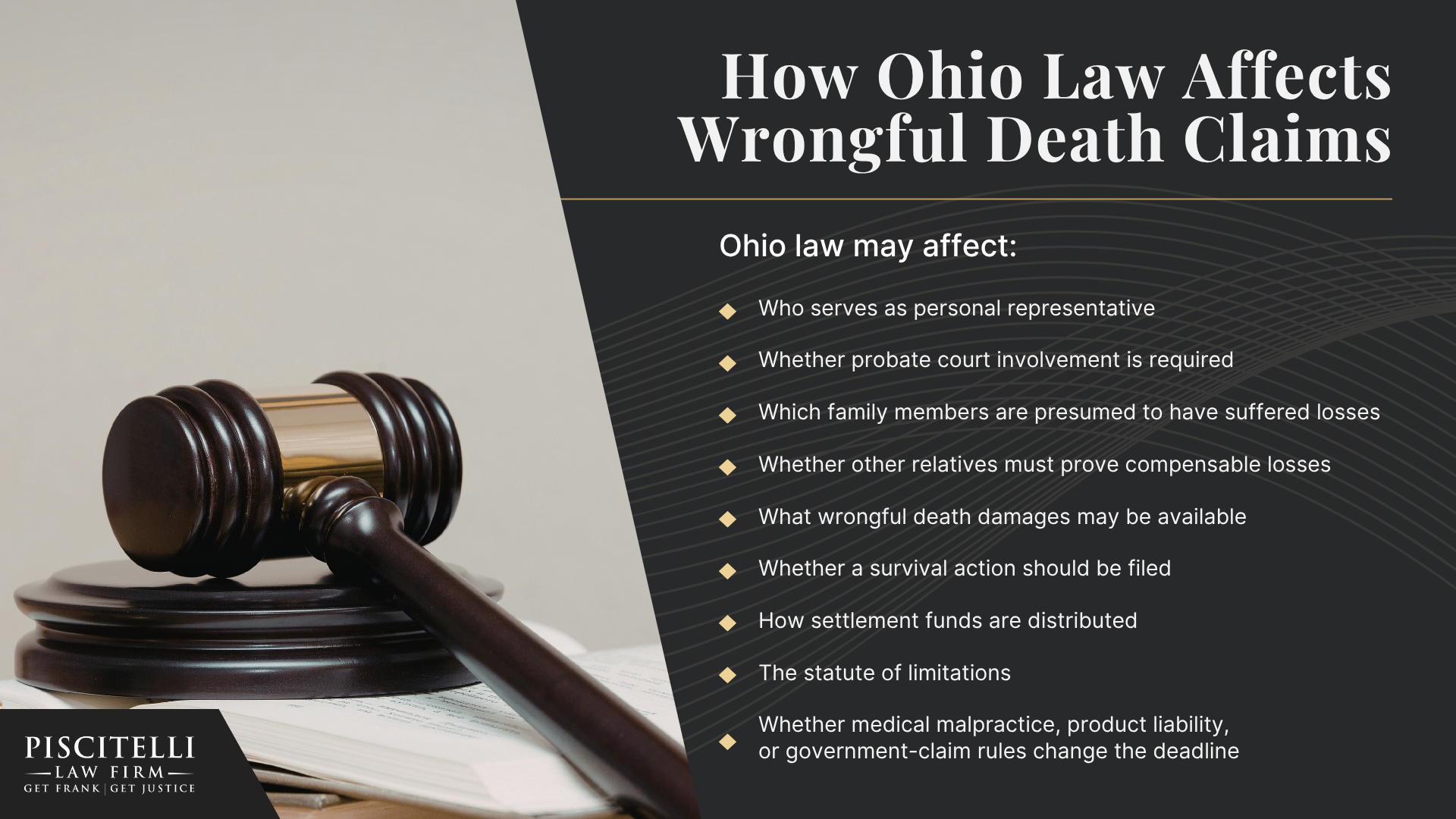 What Is a Wrongful Death Claim in Ohio; Common Causes of Wrongful Death Cases in Ohio; Who Can Be Held Liable for a Wrongful Death in Ohio; Who Can File a Wrongful Death Lawsuit in Ohio; Compensation Available in an Ohio Wrongful Death Claim; How Wrongful Death Damages Are Calculated; Evidence in Ohio Wrongful Death Cases; Building an Ohio Wrongful Death Case; What to Do After a Wrongful Death in Ohio; How Ohio Law Affects Wrongful Death Claims