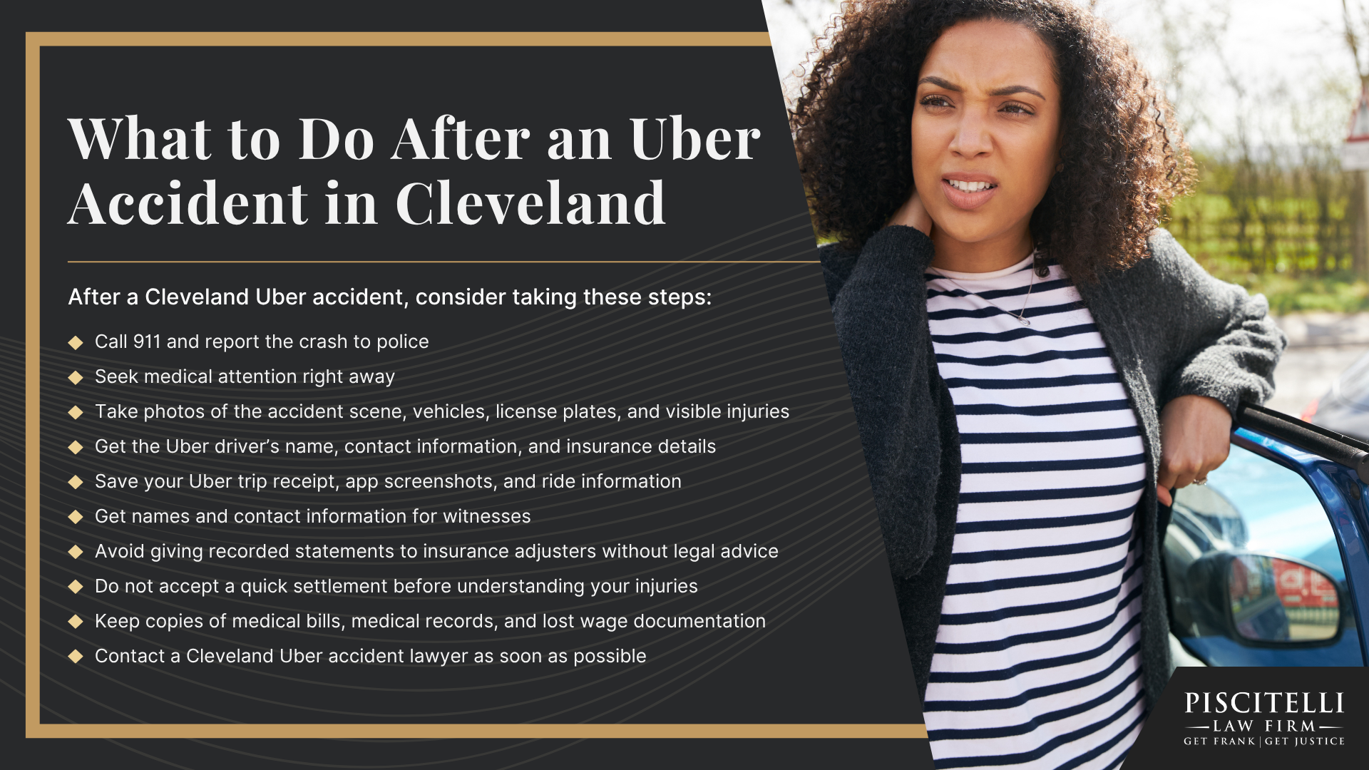 Uber Accidents Can Create Complicated Injury Claims; Common Causes of Uber Accidents in Cleveland; Common Injuries After an Uber Accident; How Uber Insurance Works in Ohio; Who Can Be Held Liable for an Uber Accident in Cleveland; What Compensation Is Available After a Cleveland Uber Accident; How Our Lawyers Can Assist After an Uber Accident; What to Do After an Uber Accident in Cleveland