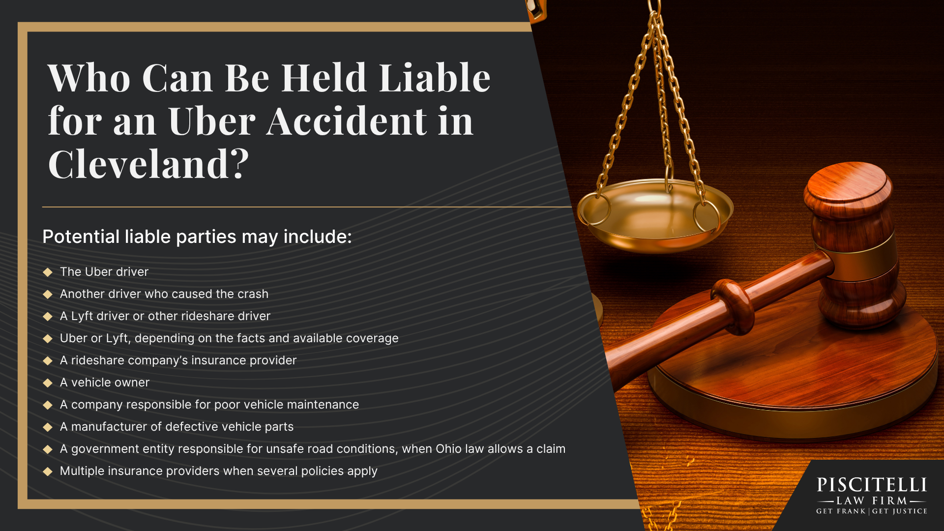 Uber Accidents Can Create Complicated Injury Claims; Common Causes of Uber Accidents in Cleveland; Common Injuries After an Uber Accident; How Uber Insurance Works in Ohio; Who Can Be Held Liable for an Uber Accident in Cleveland