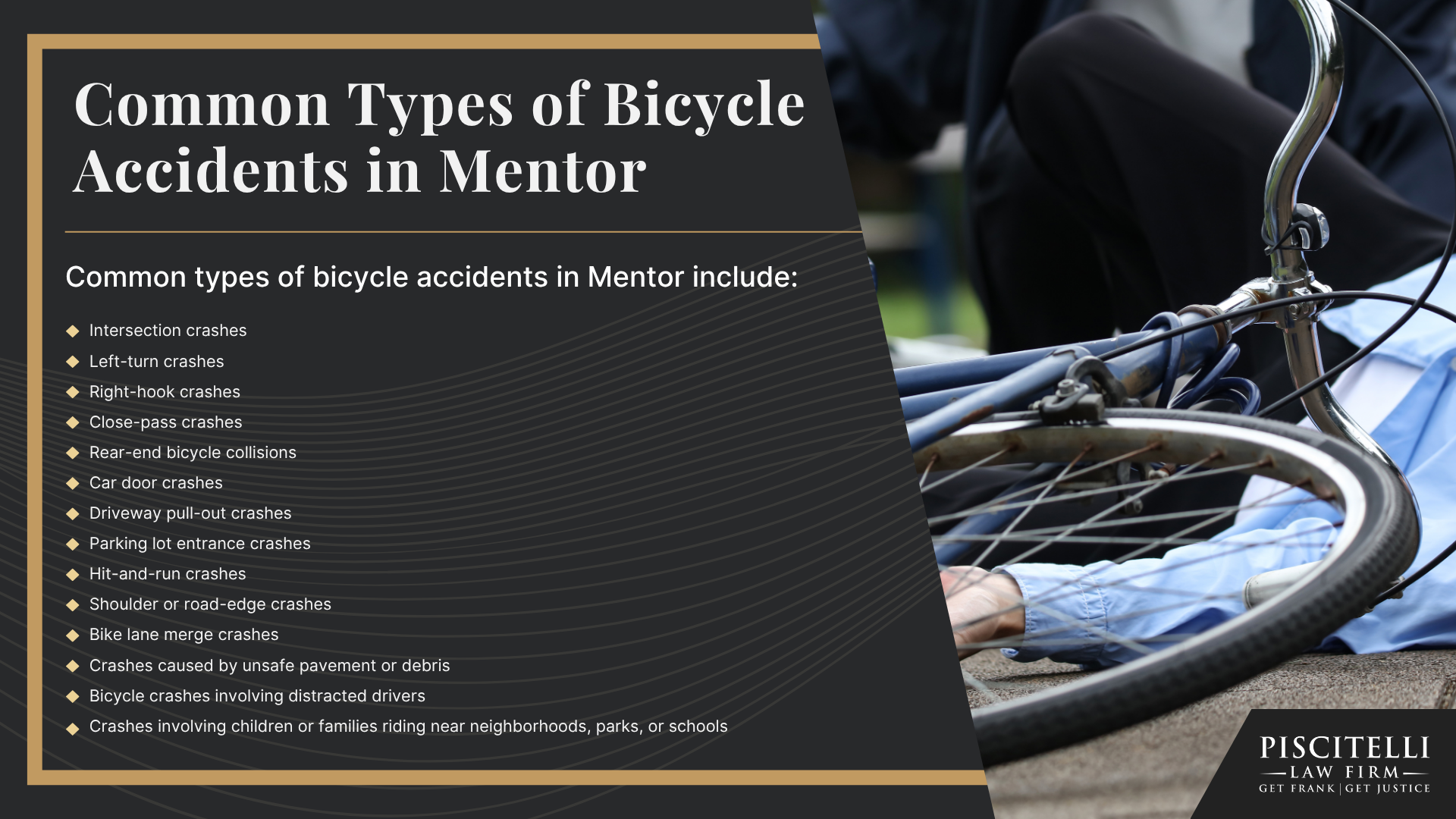 What to Do After a Bicycle Accident in Mentor, Ohio; Ohio Bicycle Laws That May Affect a Mentor Accident Claim; How Mentor’s Roads and Bikeway System Affect Bicycle Accident Claims; Common Types of Bicycle Accidents in Mentor