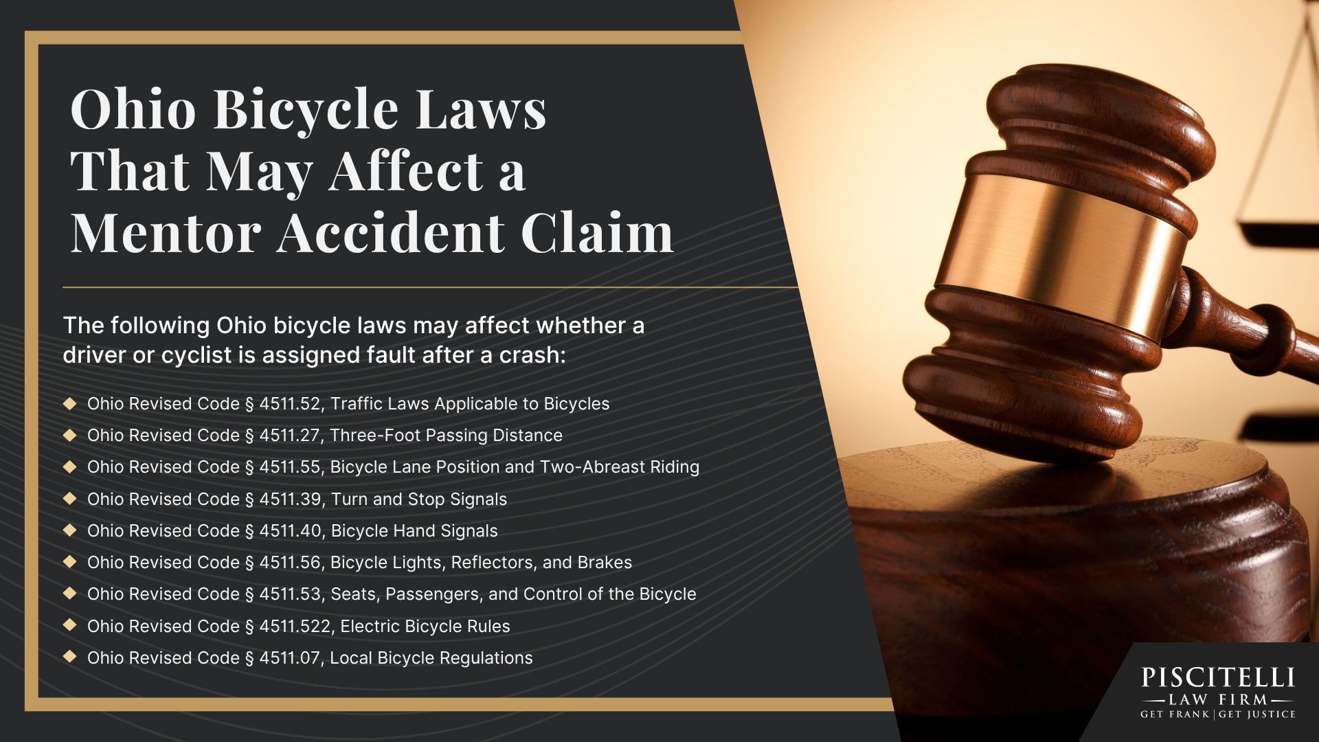 What to Do After a Bicycle Accident in Mentor, Ohio; Ohio Bicycle Laws That May Affect a Mentor Accident Claim