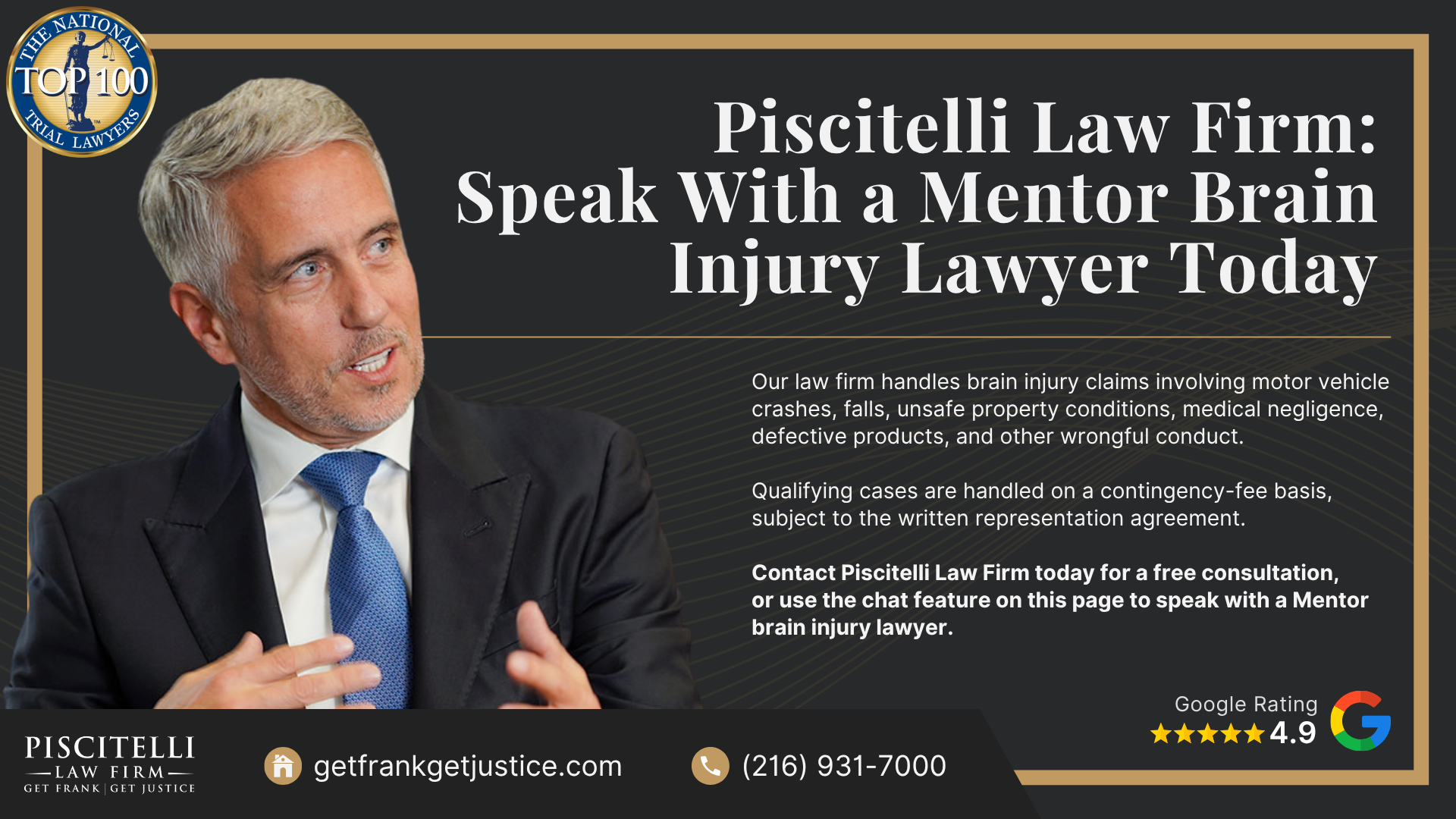 Why Brain Injury Claims Require Specialized Medical and Legal Evidence;  Common Accidents That Cause Brain Injuries in Mentor; What Is a Traumatic Brain Injury; Types of Brain Injuries; Common Symptoms After a Brain Injury; Who Can Be Held Liable for a Brain Injury in Mentor; How Our Lawyers Can Assist After a Brain Injury; How Our Lawyers Can Assist After a Brain Injury; Piscitelli Law Firm_ Speak With a Mentor Brain Injury Lawyer Today