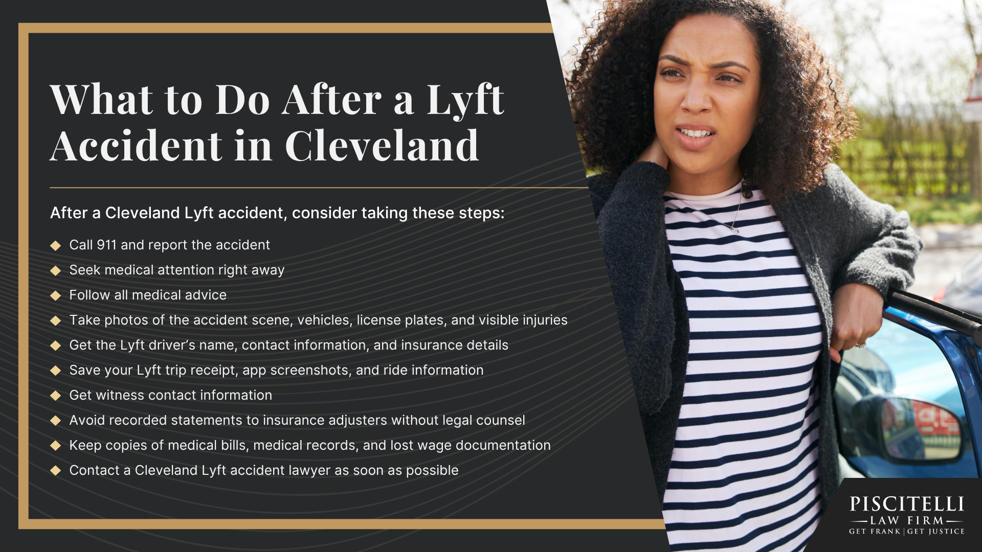 Why Cleveland Lyft Accident Claims Are Different From Other Car Accident Claims; How Lyft Insurance Works After an Accident in Cleveland; Common Causes of Lyft Accidents in Cleveland; Common Injuries After a Lyft Accident; Who Can Be Held Liable for a Lyft Accident in Cleveland; Do You Qualify for a Lyft Accident Case; Evidence in Cleveland Lyft Accident Cases; Damages in Lyft Accident Cases; What to Do After a Lyft Accident in Cleveland